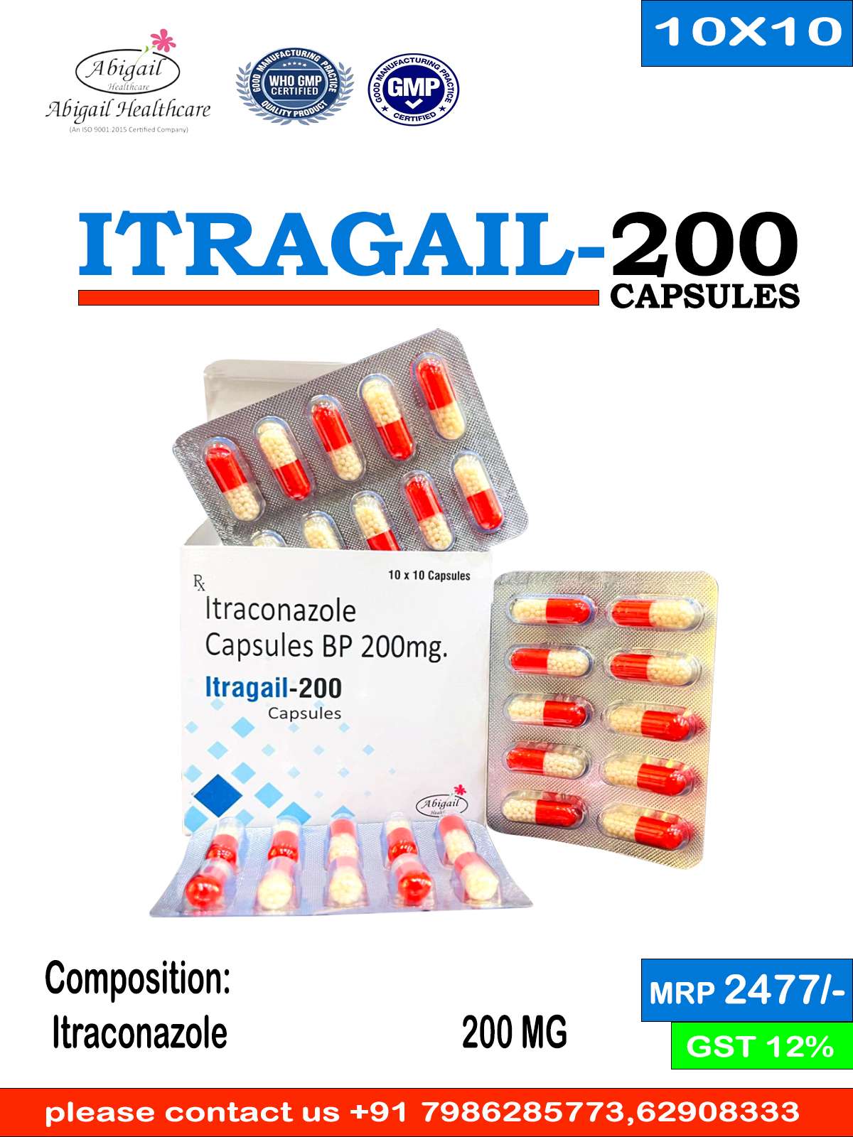 Itraconazole Capsules 100mg Itragail-100 Pack – Antifungal Medicine for Fungal Infections