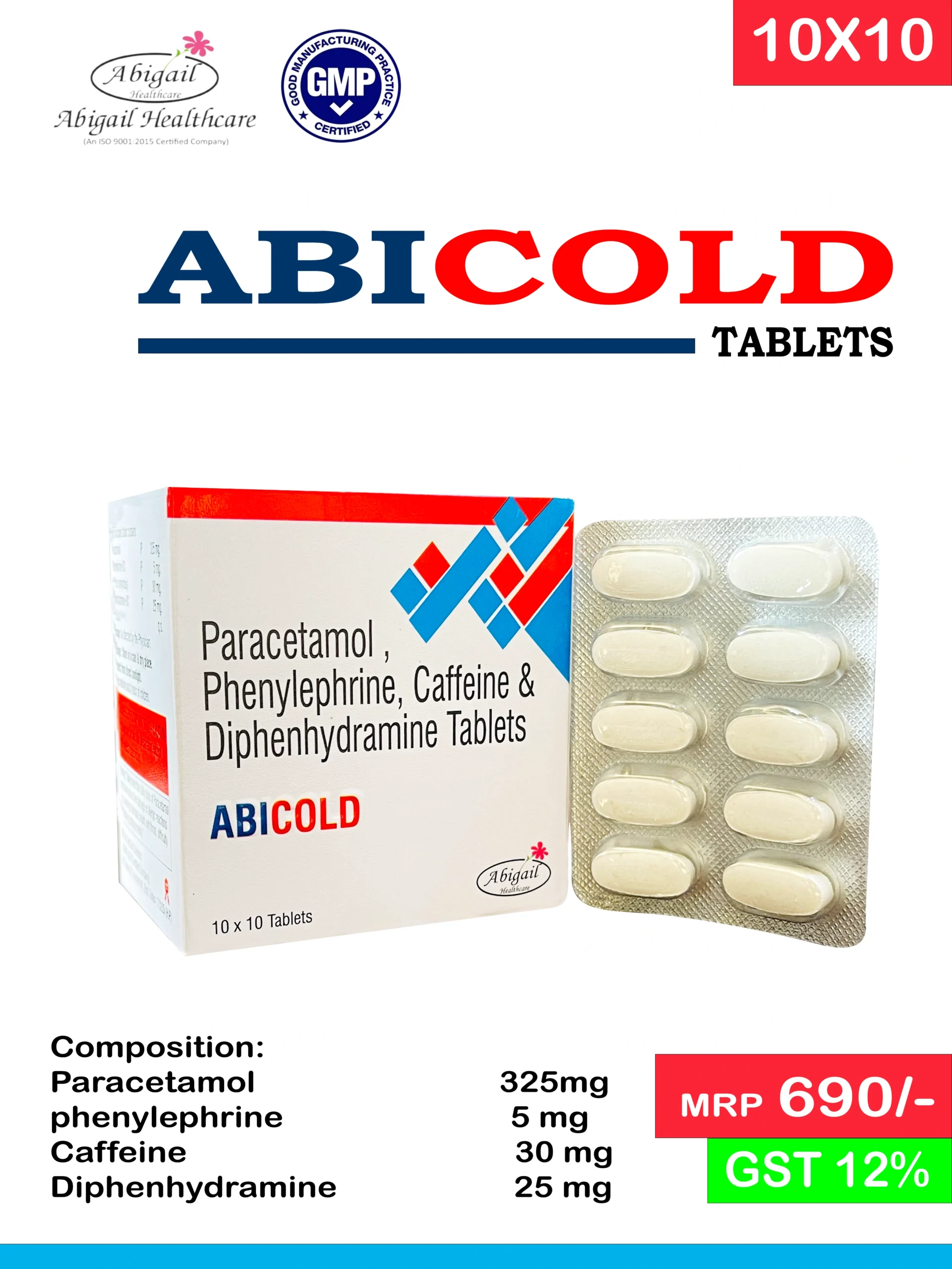 Paracetamol Phenylephrine Hydrochloride Caffeine & Diphenhydramine Hydrochloride Tablets
