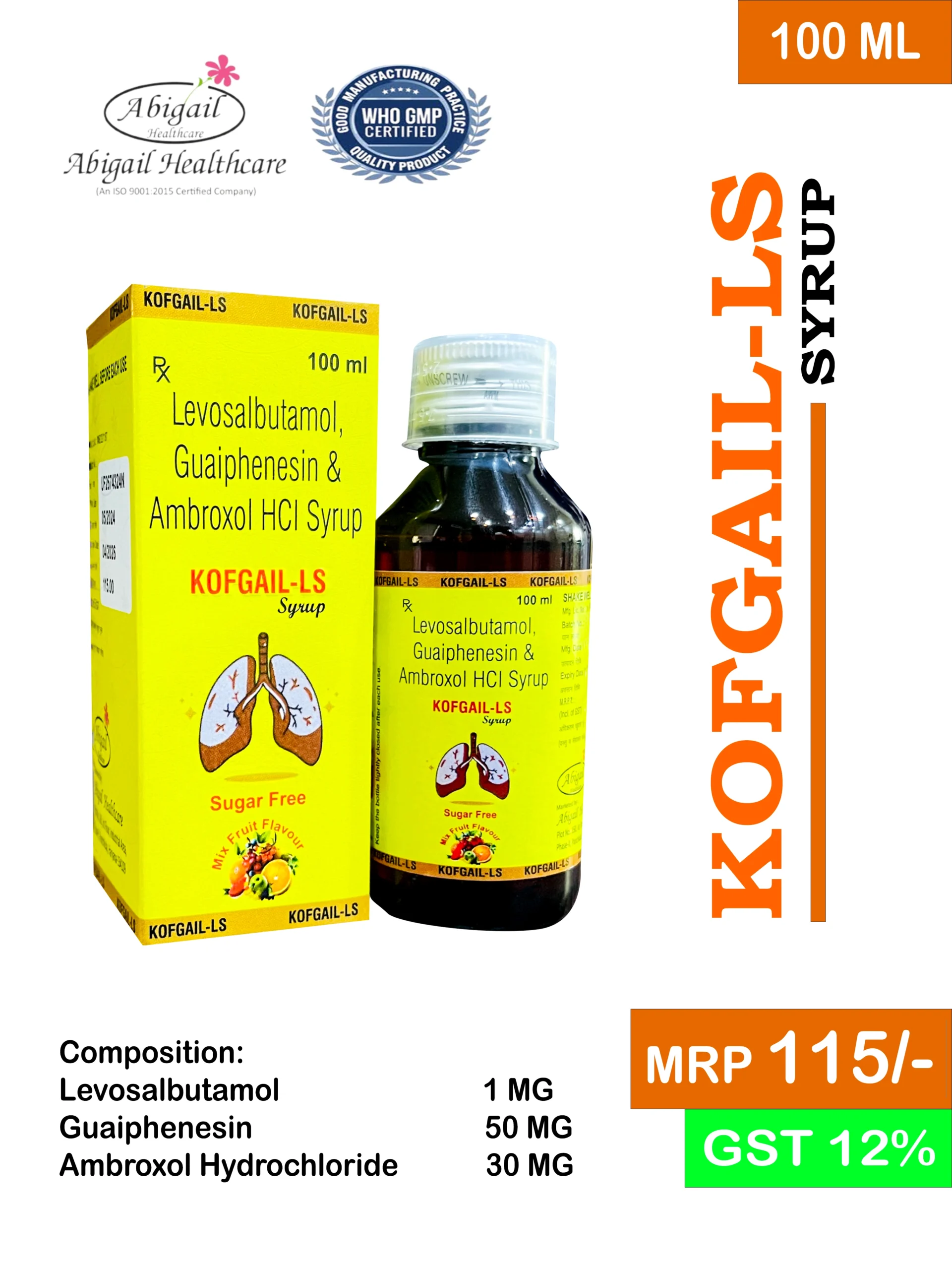 Levosalbutamol, Guaiphenesin, Ambroxol Syrup