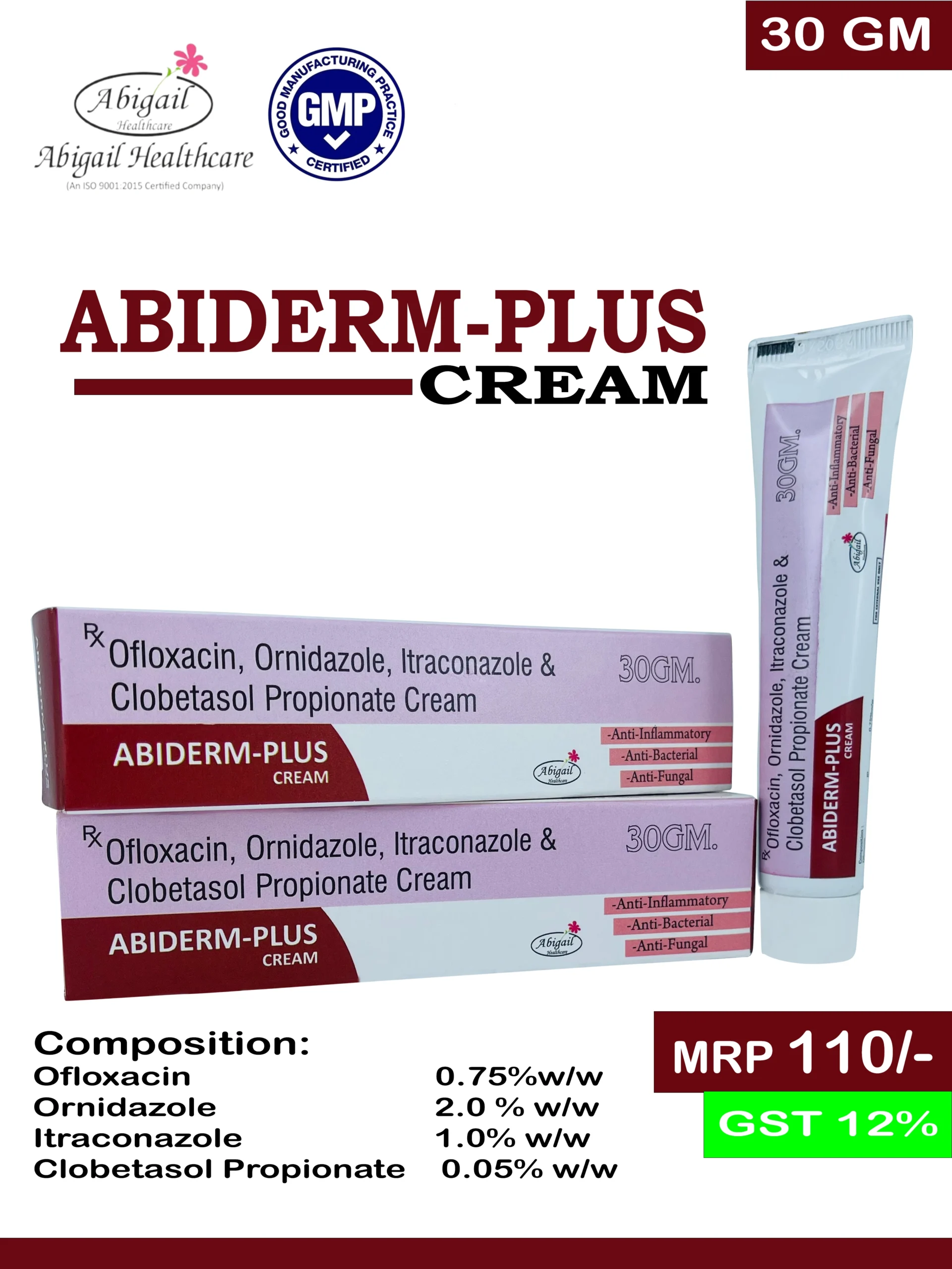 ITRACONAZOLE 1% + OFLOXACIN 0.75% + ORNIDAZOLE 2% + CLOBETASOL 0.05% CREAM
