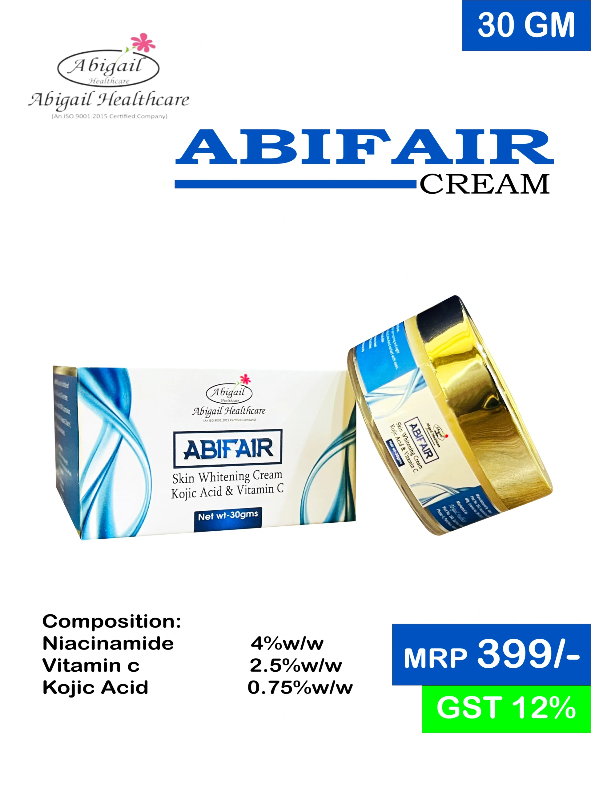 Kojic Acid 0.75% w/w and Vitamin C 2.5% w/w Cream