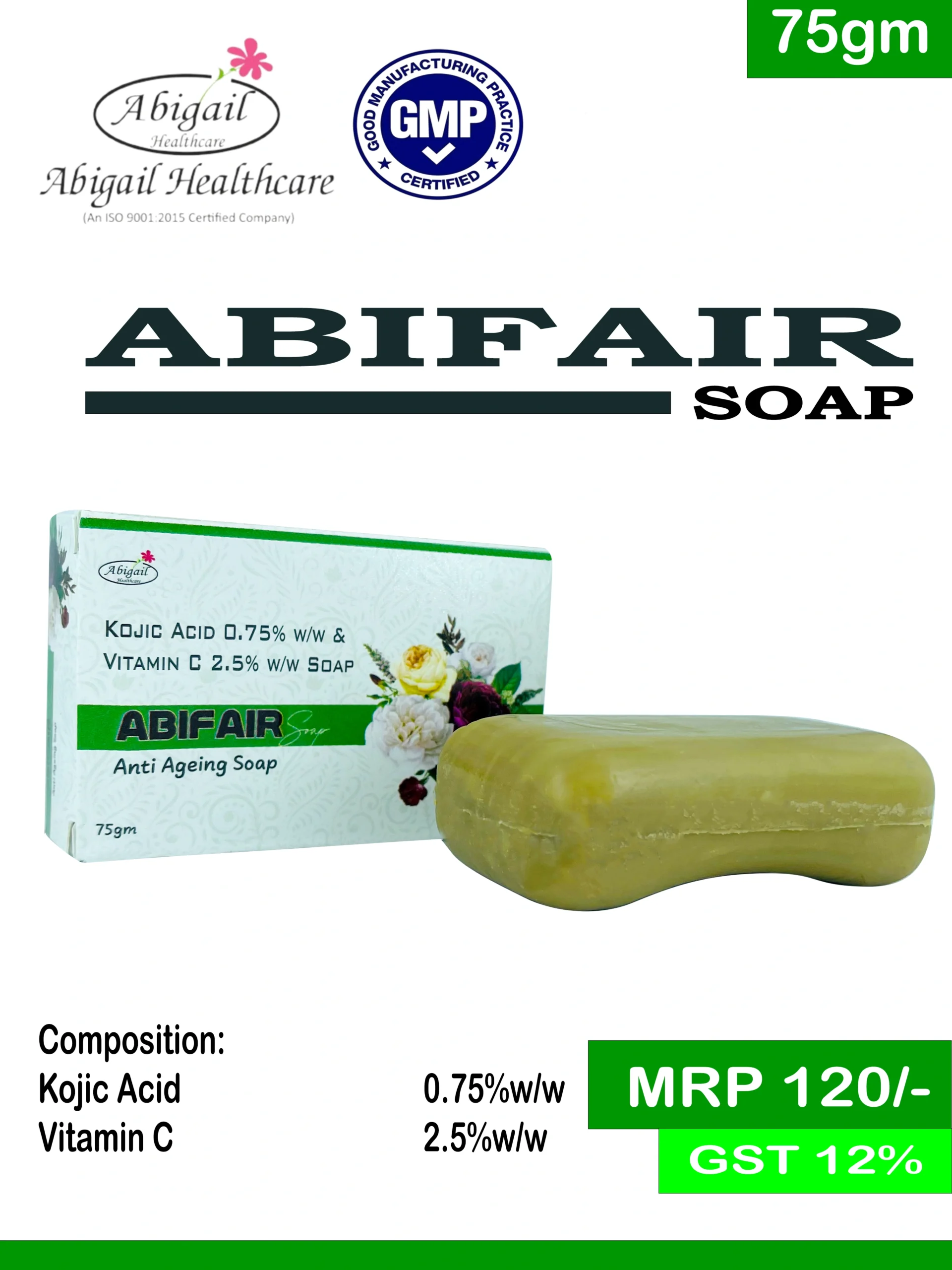 Kojic Acid 0.75% w/w and Vitamin C 2.5% w/w Soap